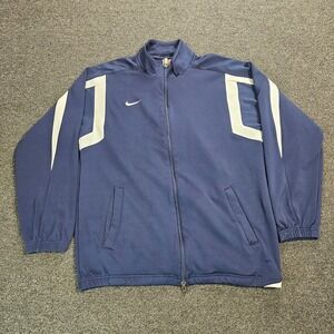 Vintage Nike Track Jacket Mens Large Navy Blue Dry Fit Full Zip Team Training